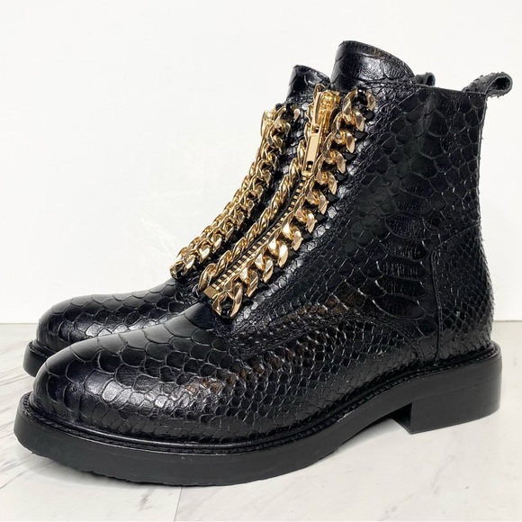 Jeffrey Campbell Shoes - New! Jeffrey Campbell Damon-Z Black Snake Leather Front Zip Boot 6